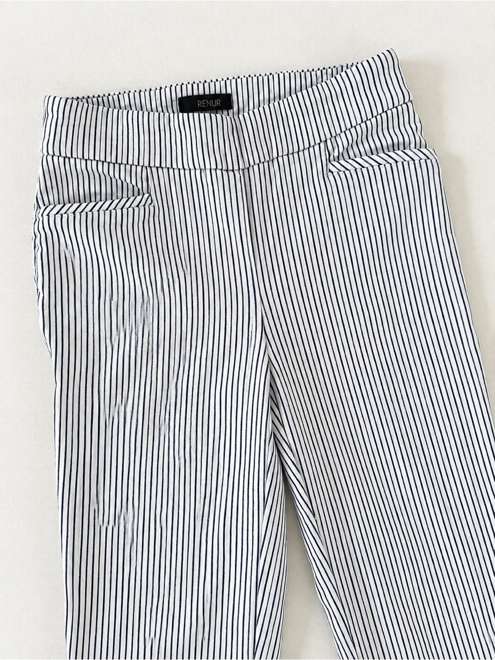 Renuar White and Navy Pinstripe Girls' Casual Pants